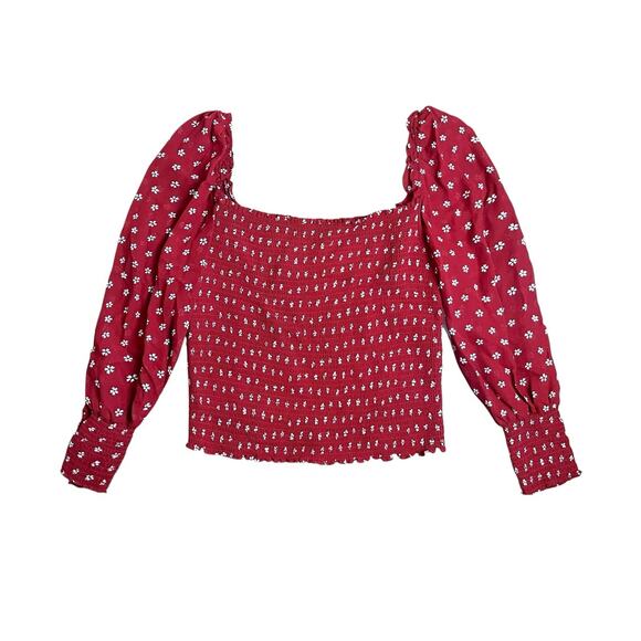 Reformation Pinto Floral Print Smocked Blouse Puff Sleeves Red Plus Size 3X NEW - Picture 1 of 7